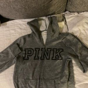 PINK grey zip up hoodie
